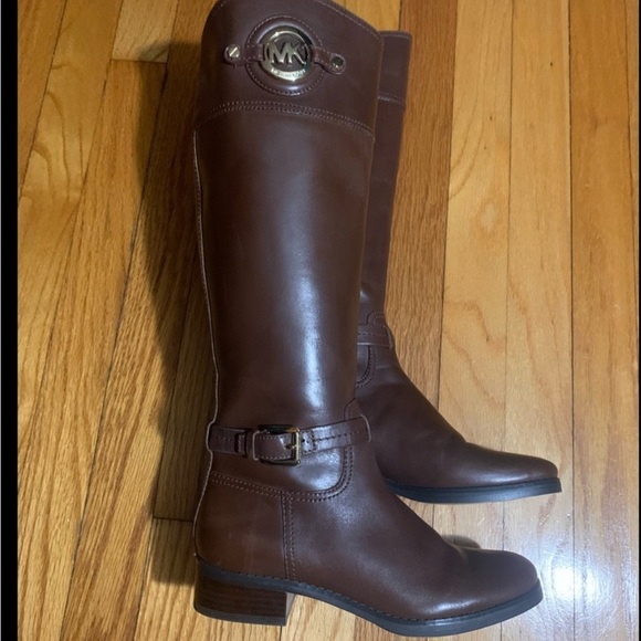 Michael Kors Chestnut Leather Knee-High Boots - Picture 1 of 10